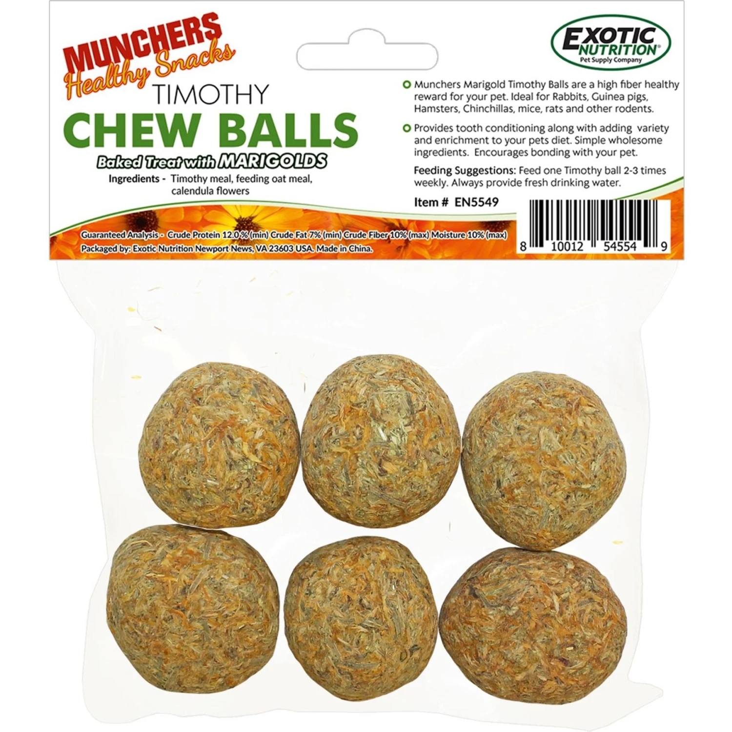 Exotic Nutrition Munchers Marigold & Timothy Chew Balls Small Animal Treats, 6 Count 2 Exotic Nutrition Munchers Marigold & Timothy Chew Balls Small Animal Treats, 6 Count - Image 2
