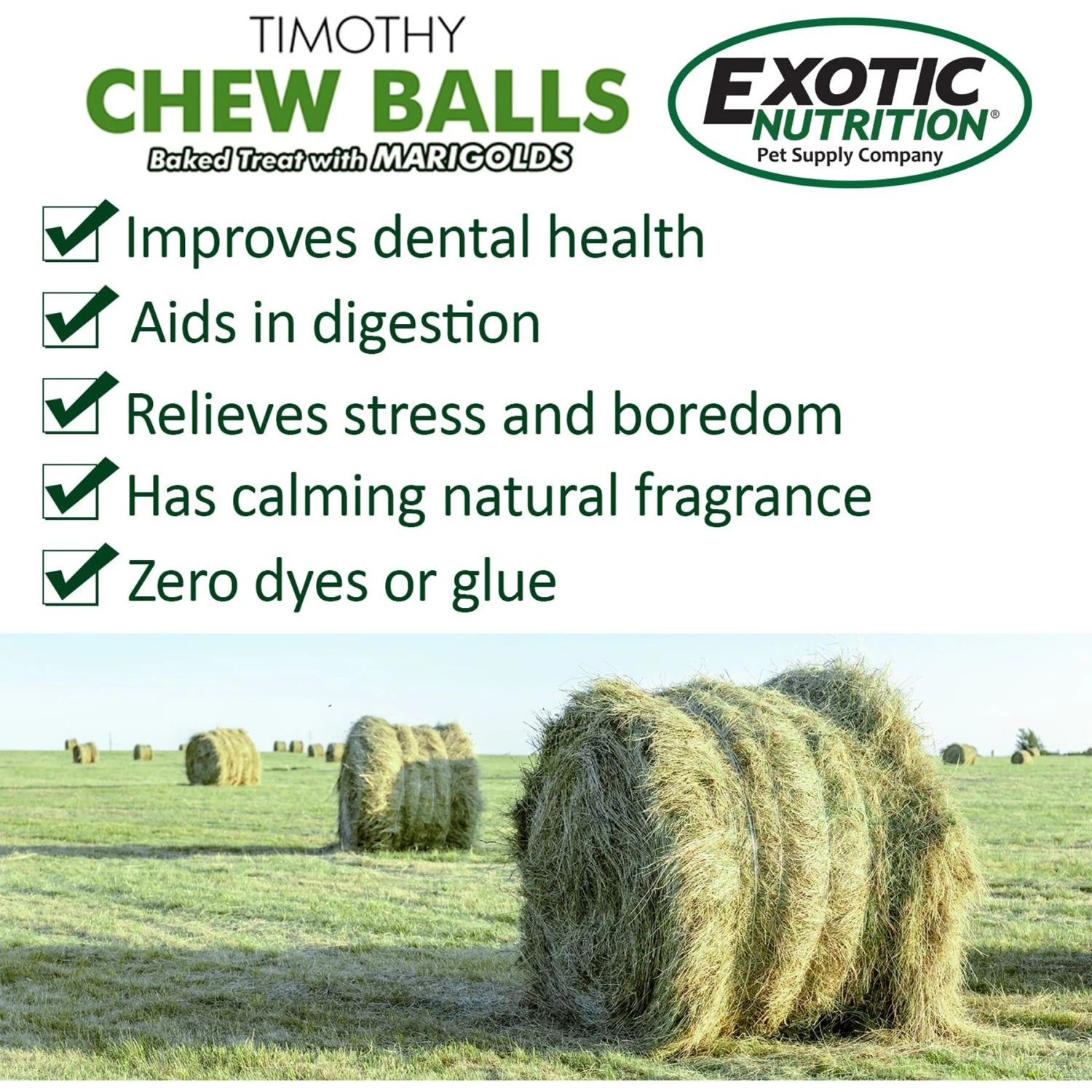 Exotic Nutrition Munchers Marigold & Timothy Chew Balls Small Animal Treats, 6 Count 6 Exotic Nutrition Munchers Marigold & Timothy Chew Balls Small Animal Treats, 6 Count - Image 6