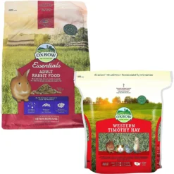 Oxbow Essentials Adult Rabbit Food & Oxbow Animal Health Western Timothy Hay All Natural Hay For Rabbits, Guinea Pigs, Chinchillas, Hamsters & Gerbils
