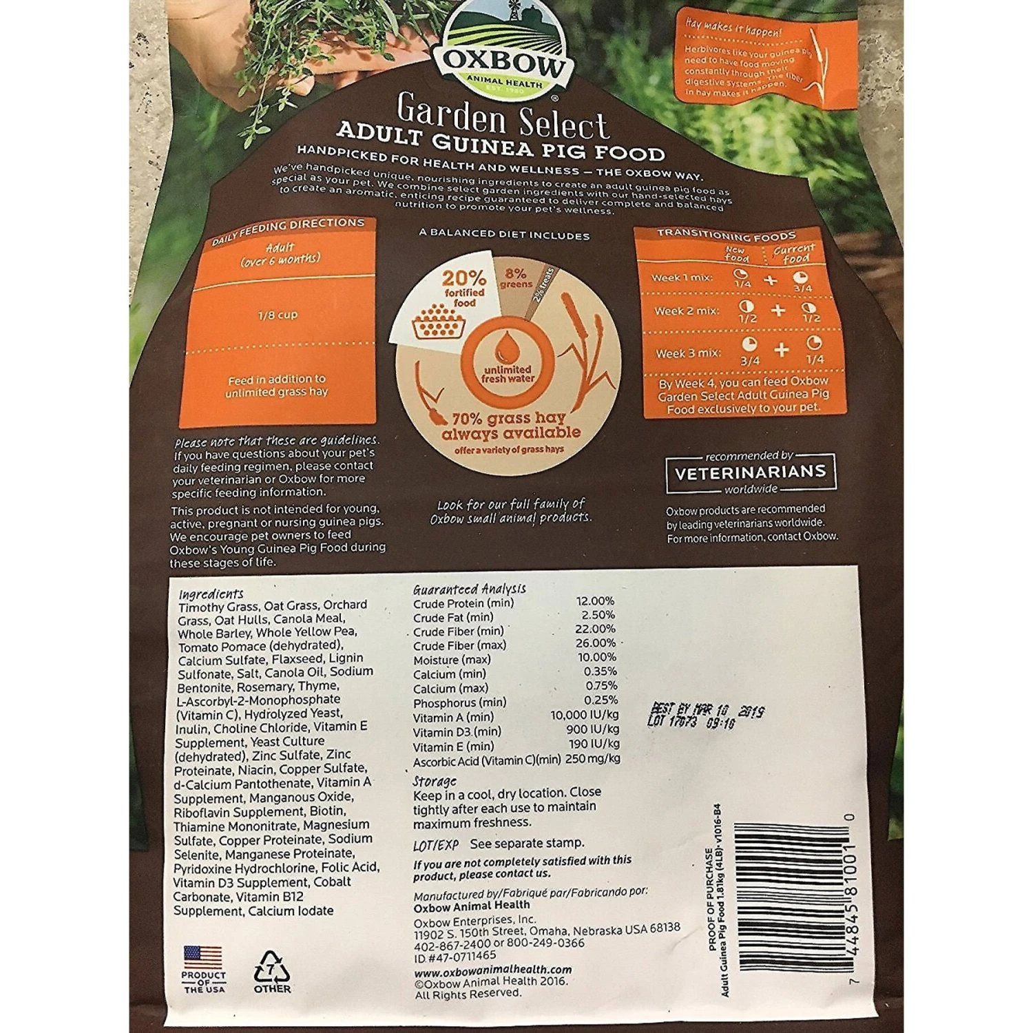 Oxbow Garden Select Adult Guinea Pig Food & Oxbow Natural Science Vitamin C Small Animal Supplement 3 Oxbow Garden Select Adult Guinea Pig Food & Oxbow Natural Science Vitamin C Small Animal Supplement - Image 3