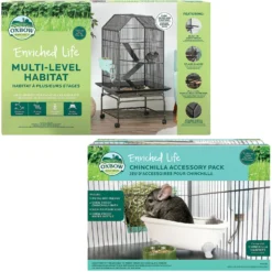 Oxbow Enriched Life Multi-Level Small Animal Habitat & Oxbow Enriched Life Chinchilla Accessory Pack
