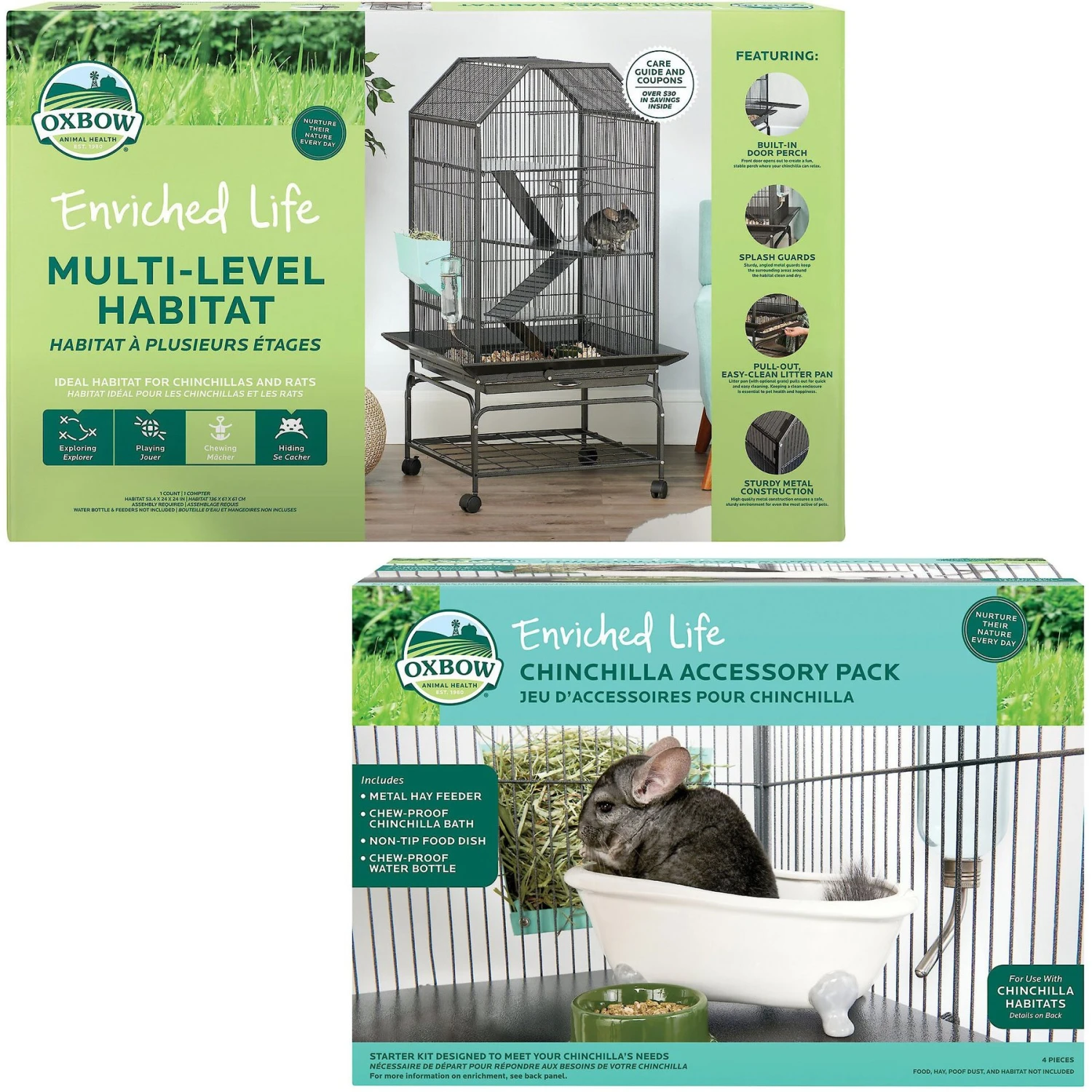 Oxbow Enriched Life Multi-Level Small Animal Habitat & Oxbow Enriched Life Chinchilla Accessory Pack 1 Oxbow Enriched Life Multi-Level Small Animal Habitat & Oxbow Enriched Life Chinchilla Accessory Pack