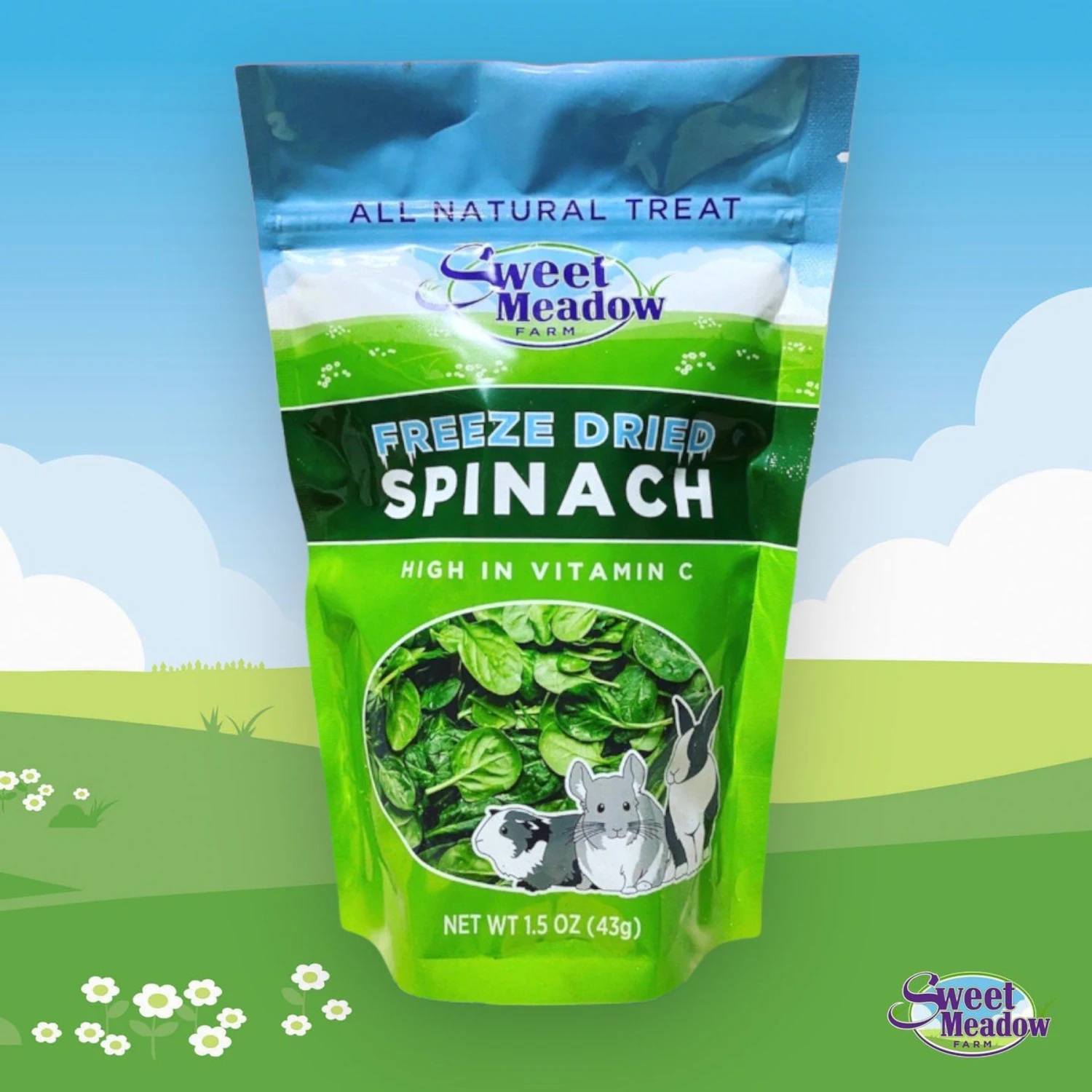 Sweet Meadow Farm Freeze-Dried Spinach Small Pet Treat, 1.5-oz Bag 1 Sweet Meadow Farm Freeze-Dried Spinach Small Pet Treat, 1.5-oz Bag