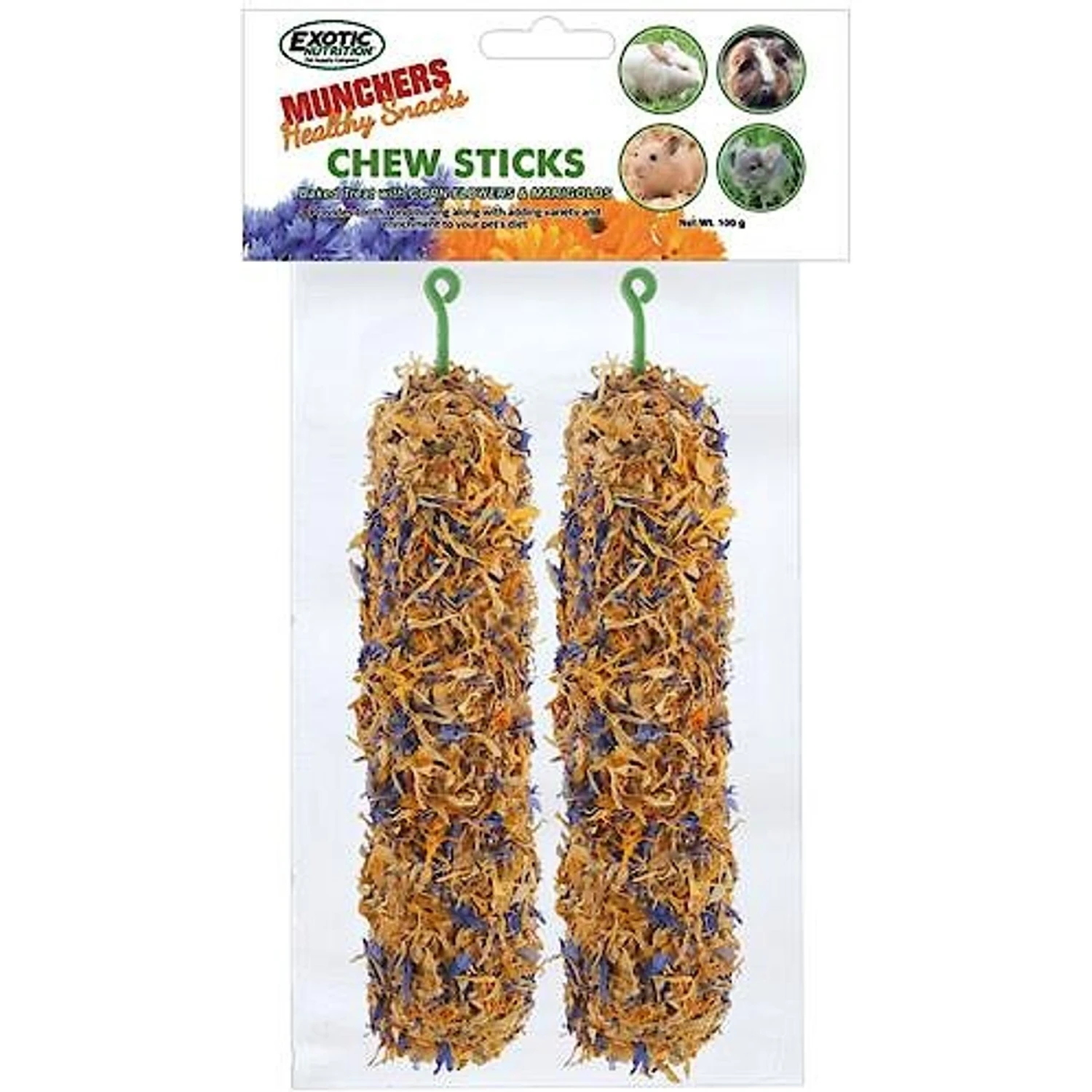 Exotic Nutrition Munchers Sticks With Cornflowers & Marigolds Small Pet Treats 1 Exotic Nutrition Munchers Sticks With Cornflowers & Marigolds Small Pet Treats