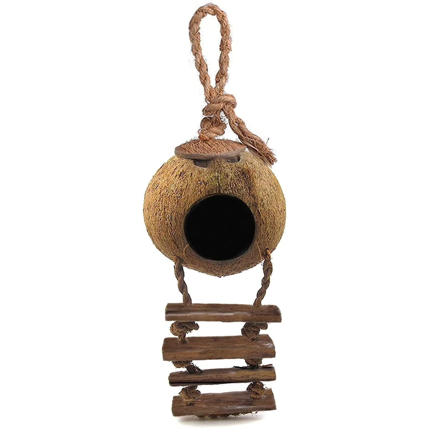 SunGrow Hamster & Gerbil Coconut Hut With Ladder Hideout Accessory Small Animal House, 5-in 2 SunGrow Hamster & Gerbil Coconut Hut With Ladder Hideout Accessory Small Animal House, 5-in - Image 2