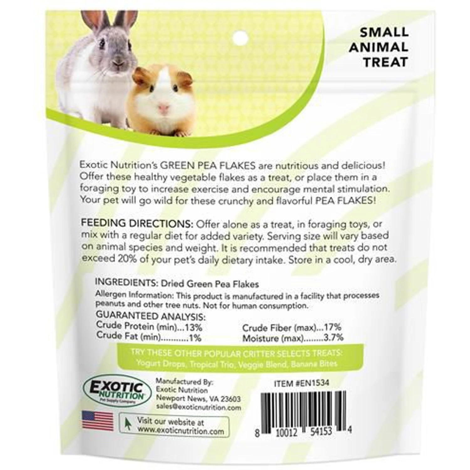 Exotic Nutrition Green Pea Flakes Small Pet Treat, 3-oz Bag 2 Exotic Nutrition Green Pea Flakes Small Pet Treat, 3-oz Bag - Image 2