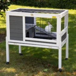 Coziwow By Jaxpety 2-Tier Wood Rabbit Hutch Small Animal Cage With Ramp