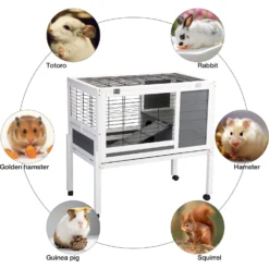 Coziwow By Jaxpety 2-Tier Wood Rabbit Hutch Small Animal Cage With Ramp -MiniMates Shop 516094 PT5. AC SS1800 V1657749125