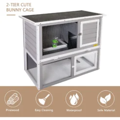 Coziwow By Jaxpety 2-Tier Wood Rabbit Hutch Cage With Weatherproof Roof -MiniMates Shop 516126 PT7. AC SS1800 V1664533769