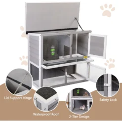 Coziwow By Jaxpety 2-Tier Wood Rabbit Hutch Cage With Weatherproof Roof -MiniMates Shop 516126 PT8. AC SS1800 V1664534277