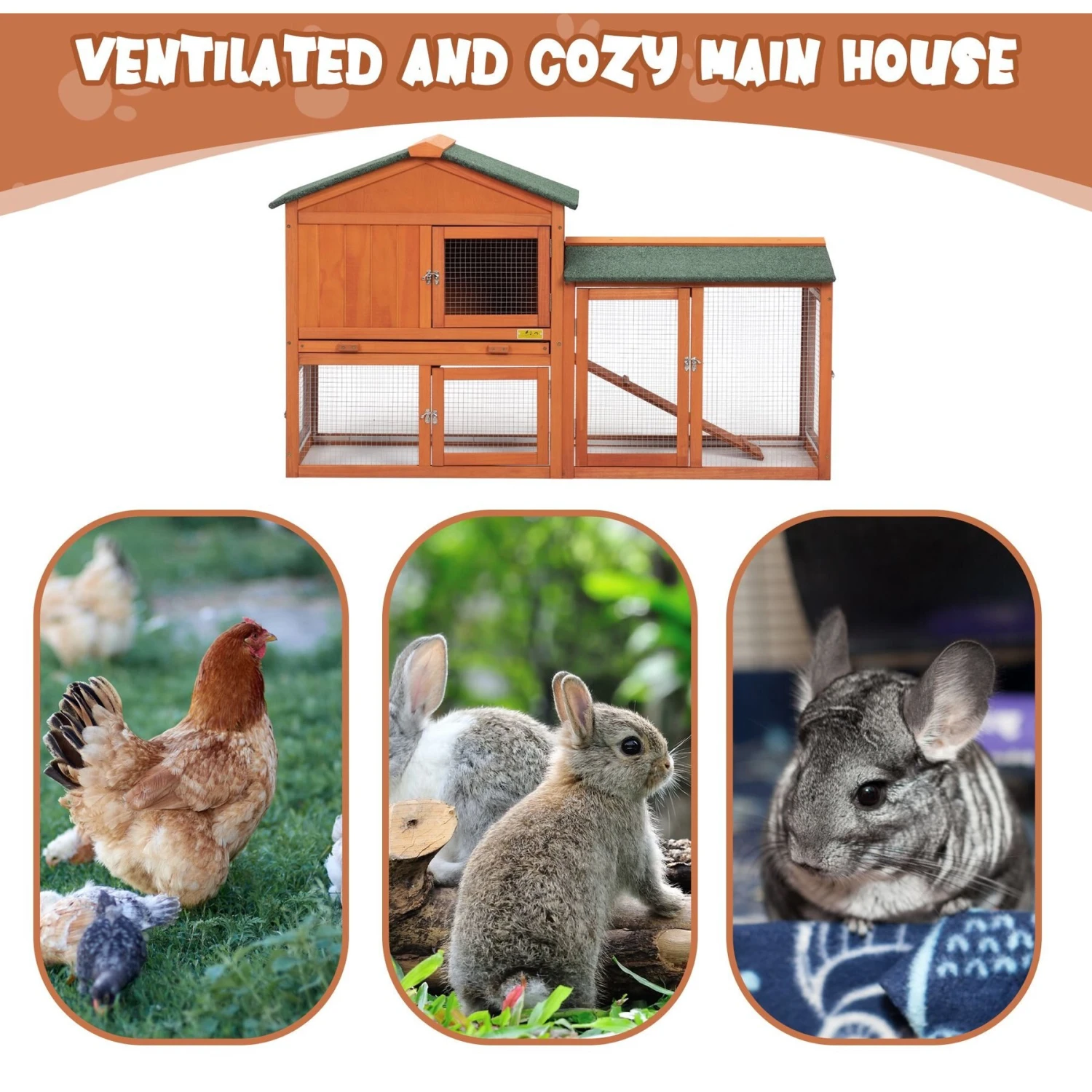 Coziwow By Jaxpety 2-Tier Outdoor Wooden Rabbit Hutch With Ramp 8 Coziwow By Jaxpety 2-Tier Outdoor Wooden Rabbit Hutch With Ramp - Image 8