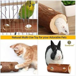 SunGrow Rabbit & Gerbil Chew Dwarf Hamster Hideout & Play Tunnel Wooden Log, 8-in -MiniMates Shop 519678 PT4. AC SS1800 V1651165385