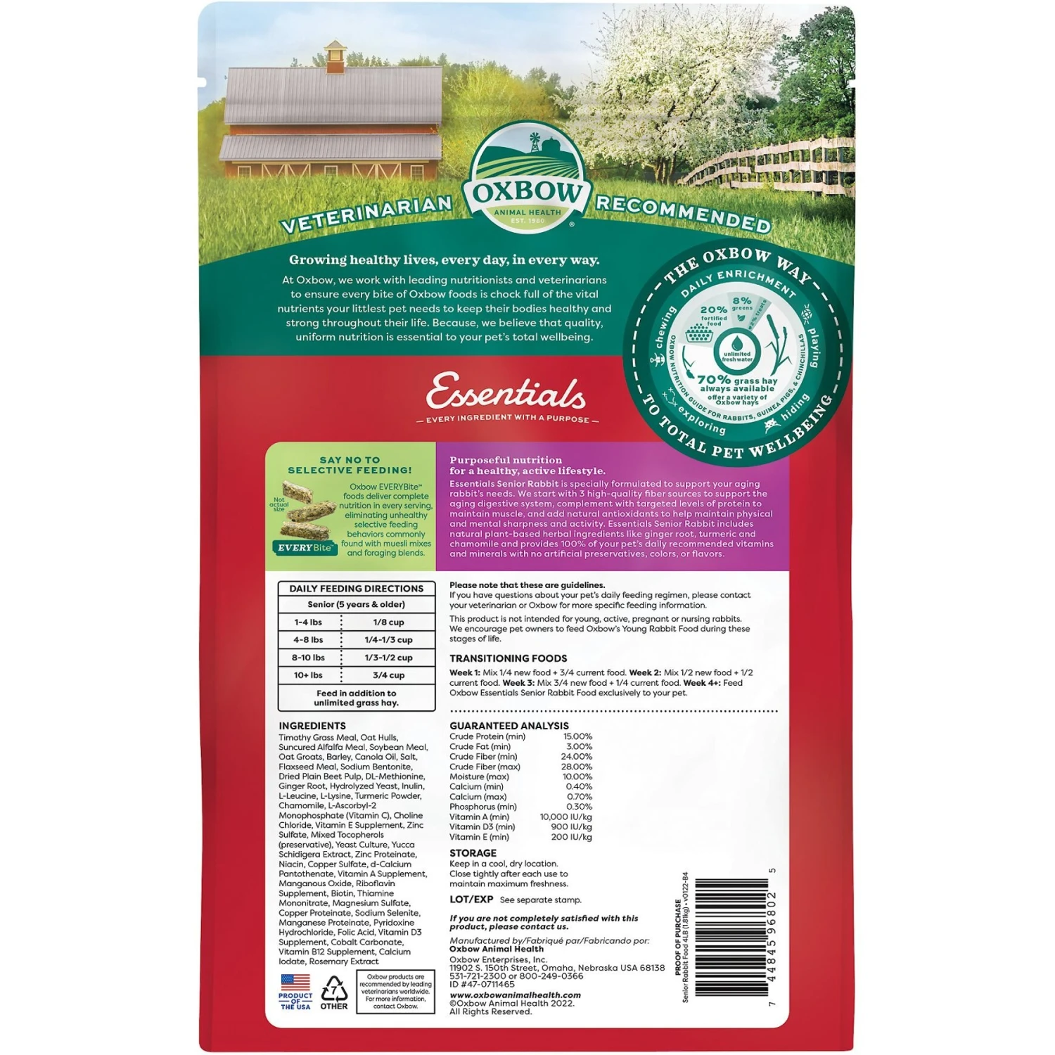 Oxbow Animal Healthy Essentials Natural Pellets Senior Rabbit Food 2 Oxbow Animal Healthy Essentials Natural Pellets Senior Rabbit Food - Image 2