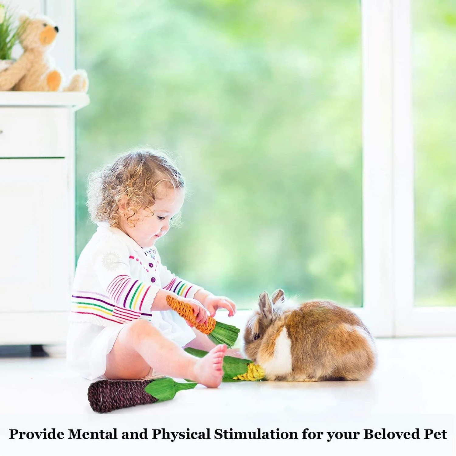 SunGrow Rabbit & Guinea Pig Veggie Chew Small Pet Teeth Grinding Toy, 3 Count 4 SunGrow Rabbit & Guinea Pig Veggie Chew Small Pet Teeth Grinding Toy, 3 Count - Image 4