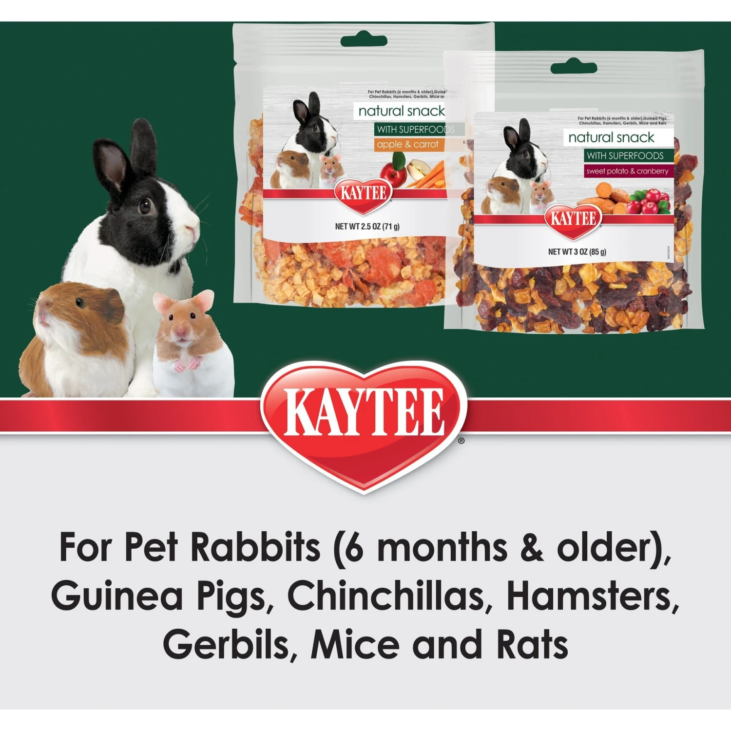 Kaytee Natural Snack With Superfoods Carrot & Apple Blend Small Pet Treats, 2.5-oz Bag 3 Kaytee Natural Snack With Superfoods Carrot & Apple Blend Small Pet Treats, 2.5-oz Bag - Image 3