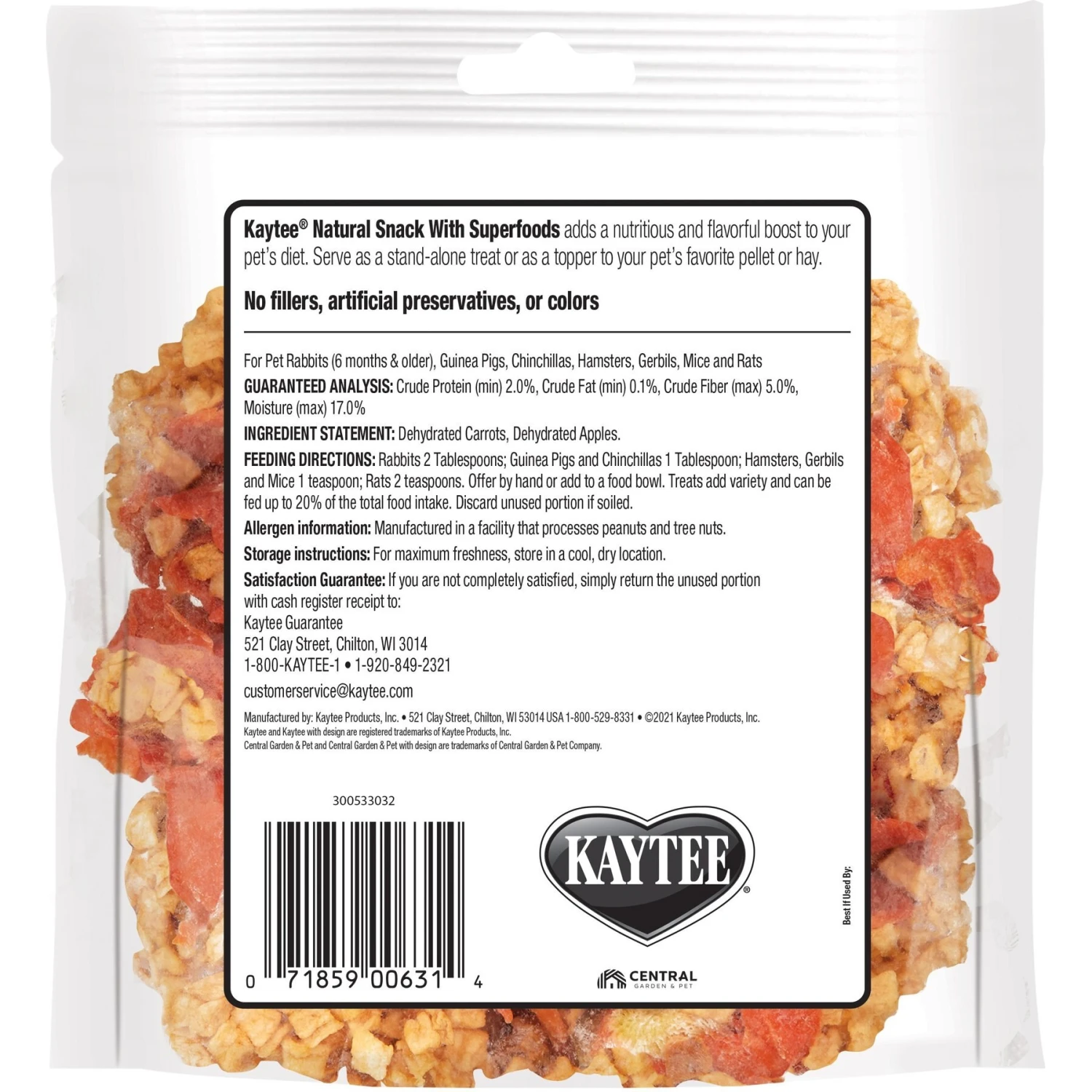 Kaytee Natural Snack With Superfoods Carrot & Apple Blend Small Pet Treats, 2.5-oz Bag 6 Kaytee Natural Snack With Superfoods Carrot & Apple Blend Small Pet Treats, 2.5-oz Bag - Image 6