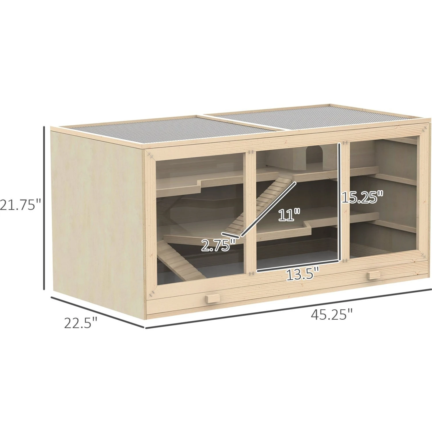 PawHut Wooden Hamster Cage Hutch 5 PawHut Wooden Hamster Cage Hutch - Image 5