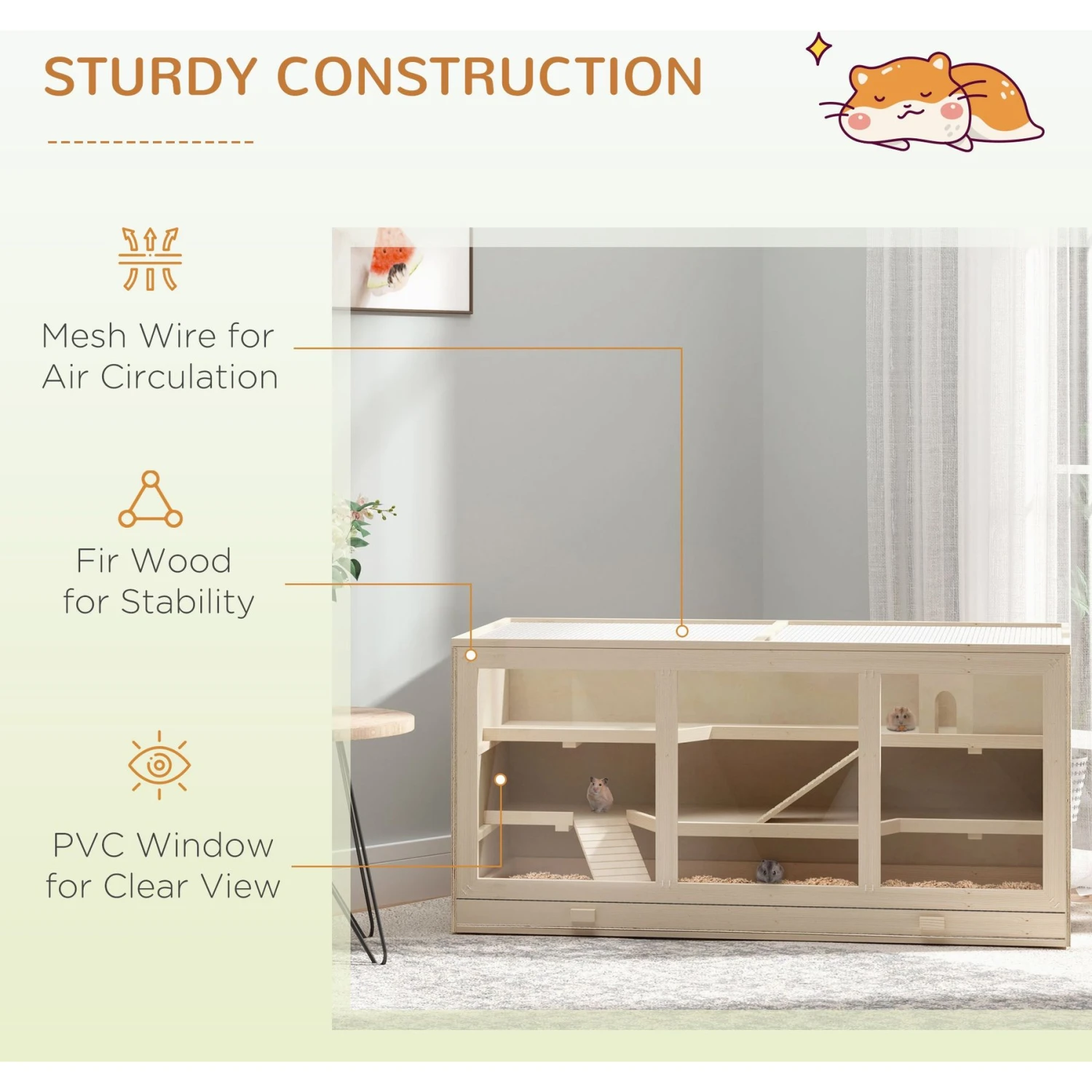 PawHut Wooden Hamster Cage Hutch 8 PawHut Wooden Hamster Cage Hutch - Image 8