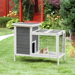 PawHut Wooden Outdoor Rabbit Hutch -MiniMates Shop 539870 PT2. AC SS1800 V1657658927