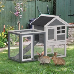 PawHut Weatherproof Wooden Rabbit Hutch 9 PawHut Weatherproof Wooden Rabbit Hutch -MiniMates Shop 539886 PT3. AC SS1800 V1657658927