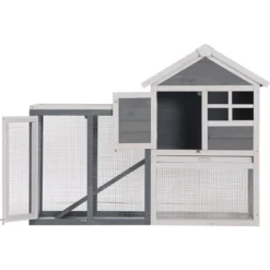 PawHut Weatherproof Wooden Rabbit Hutch 11 PawHut Weatherproof Wooden Rabbit Hutch -MiniMates Shop 539886 PT5. AC SS1800 V1657658927
