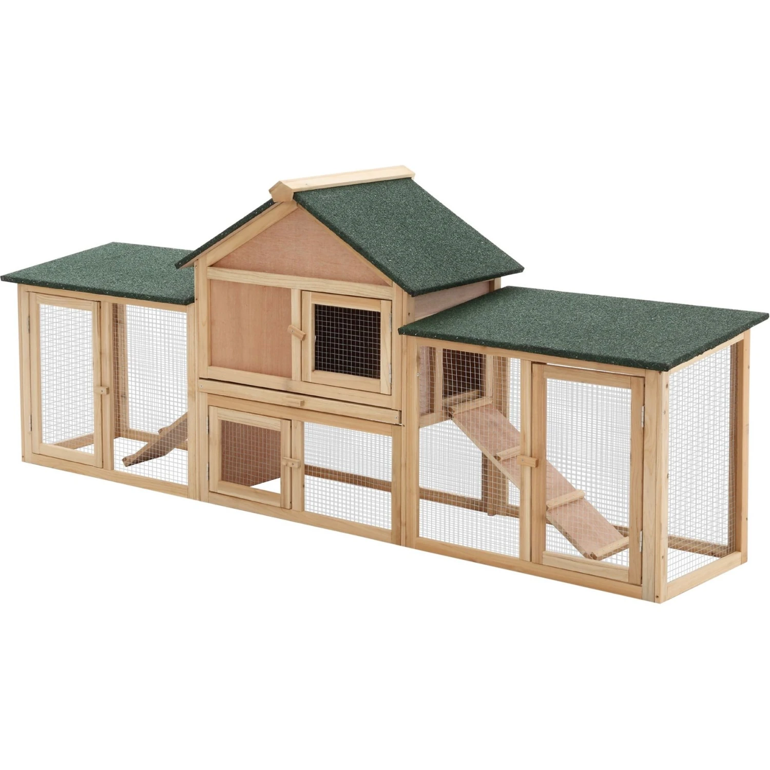PawHut 2-Story Wooden Deluxe Rabbit Bunny House 2 PawHut 2-Story Wooden Deluxe Rabbit Bunny House - Image 2