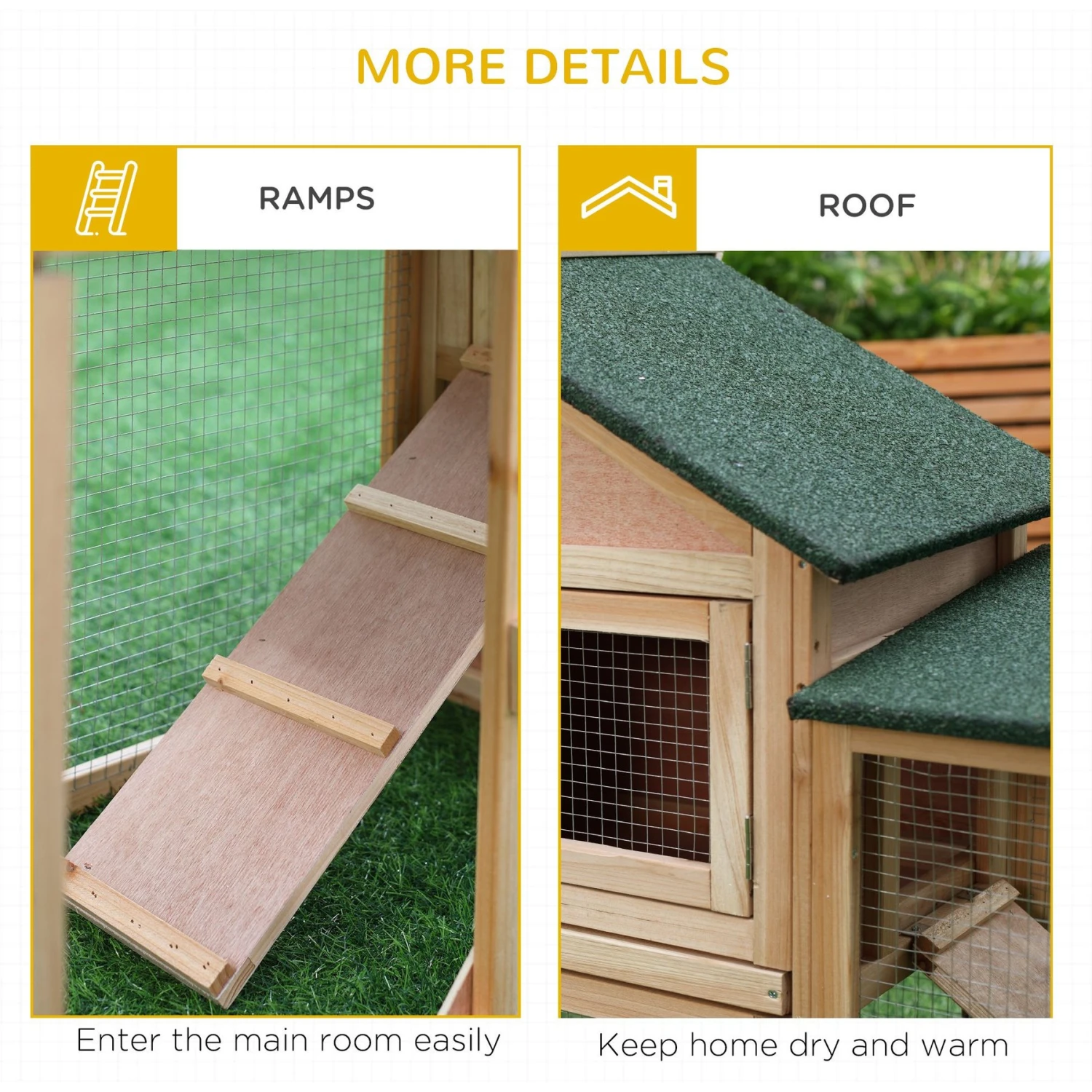 PawHut 2-Story Wooden Deluxe Rabbit Bunny House 9 PawHut 2-Story Wooden Deluxe Rabbit Bunny House - Image 9