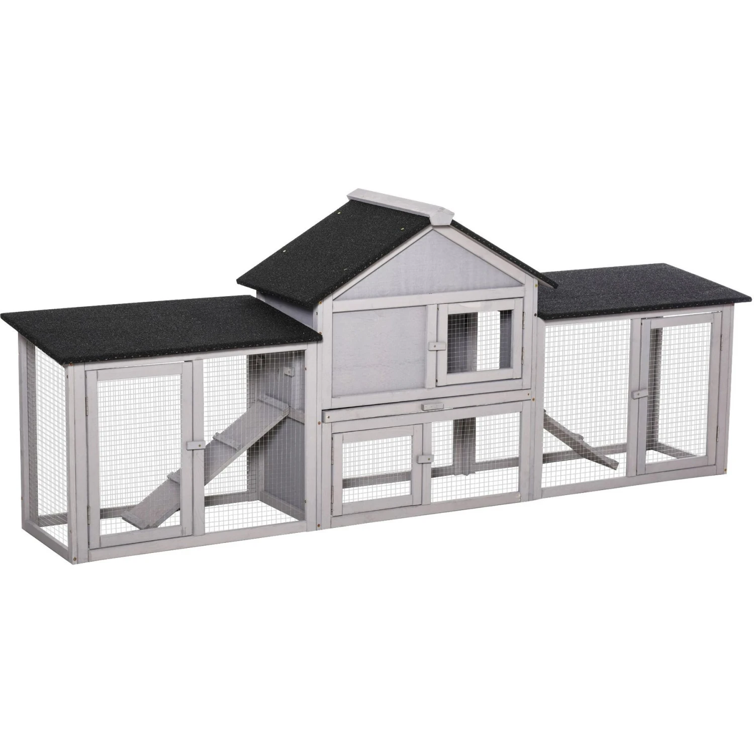 PawHut Run Area Rabbit Hutch 1 PawHut Run Area Rabbit Hutch