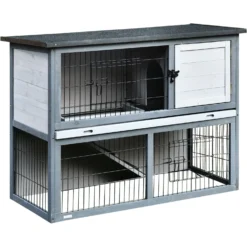 PawHut 4 Door Wooden Rabbit Hutch