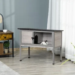 PawHut Hinged Asphalt Roof Elevated Rabbit Hutch -MiniMates Shop 540110 PT3. AC SS1800 V1657658931