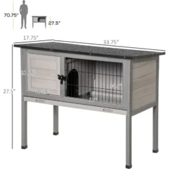 PawHut Hinged Asphalt Roof Elevated Rabbit Hutch -MiniMates Shop 540110 PT4. AC SS1800 V1657658932