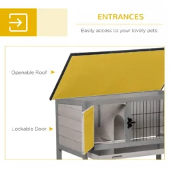 PawHut Hinged Asphalt Roof Elevated Rabbit Hutch -MiniMates Shop 540110 PT6. AC SS1800 V1657658932