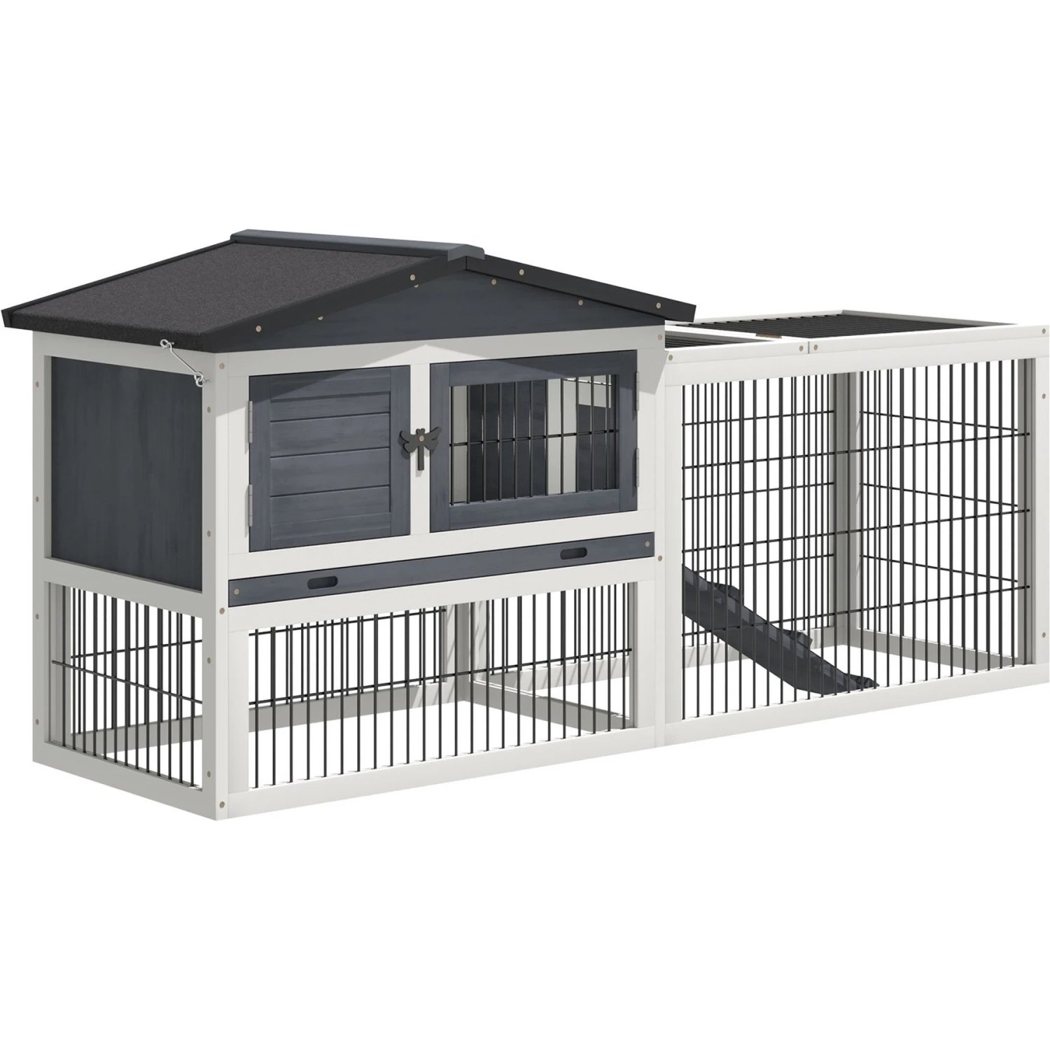 PawHut 2-Story Solid Wood Rabbit Hutch 1 PawHut 2-Story Solid Wood Rabbit Hutch