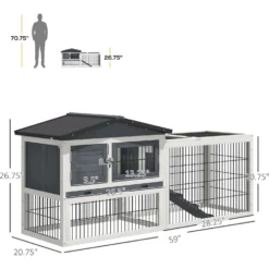 PawHut 2-Story Solid Wood Rabbit Hutch 13 PawHut 2-Story Solid Wood Rabbit Hutch -MiniMates Shop 540126 PT4. AC SS1800 V1657658932