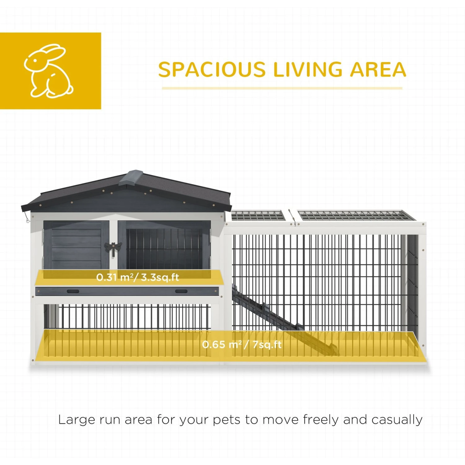 PawHut 2-Story Solid Wood Rabbit Hutch 6 PawHut 2-Story Solid Wood Rabbit Hutch - Image 6