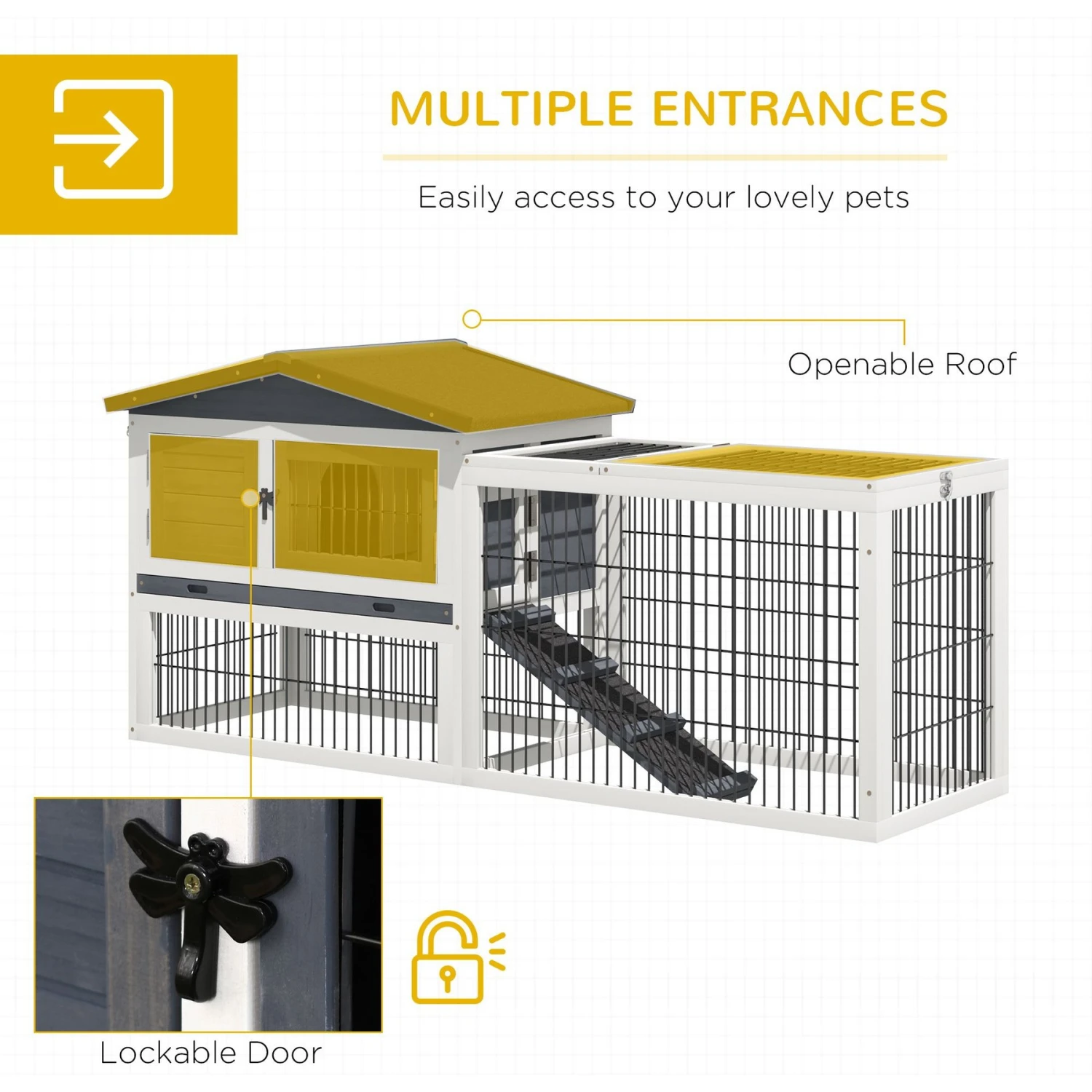 PawHut 2-Story Solid Wood Rabbit Hutch 7 PawHut 2-Story Solid Wood Rabbit Hutch - Image 7