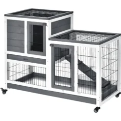 PawHut Elevated Wooden Indoor Rabbit Hutch