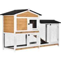 PawHut 2-Tier Wood Rabbit Hutch