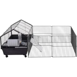 PawHut Rolling Metal Small Pet Cage -MiniMates Shop 540238 PT5. AC SS1800 V1657658934