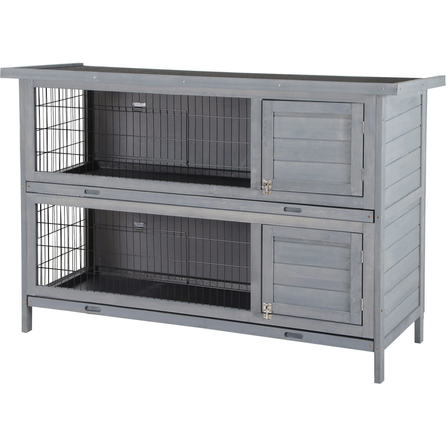 PawHut Raised Compact Dual Outdoor Wooden Rabbit Hutch 2 PawHut Raised Compact Dual Outdoor Wooden Rabbit Hutch - Image 2