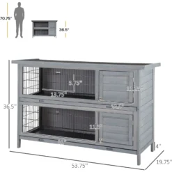 PawHut Raised Compact Dual Outdoor Wooden Rabbit Hutch 11 PawHut Raised Compact Dual Outdoor Wooden Rabbit Hutch -MiniMates Shop 540286 PT4. AC SS1800 V1657658935