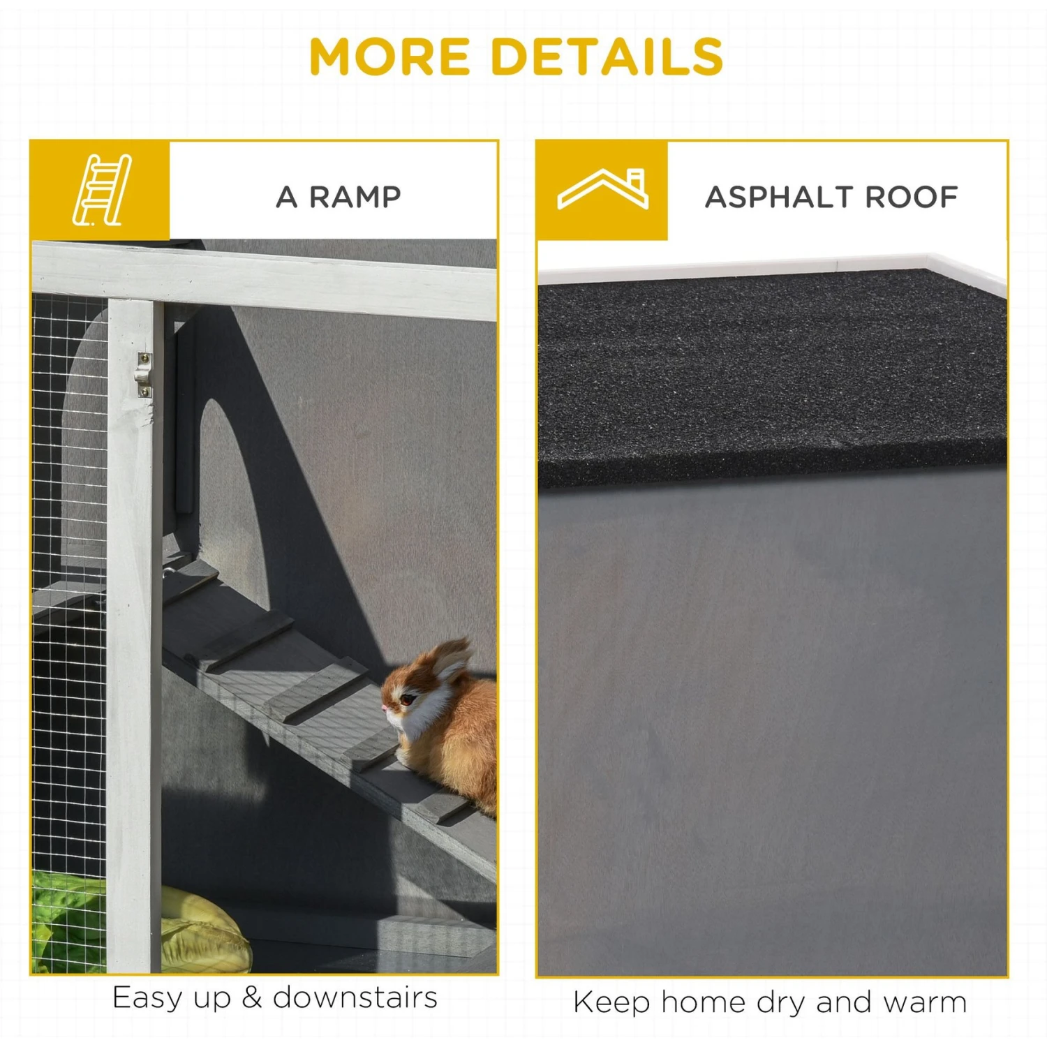 PawHut Wooden Rabbit Hutch 9 PawHut Wooden Rabbit Hutch - Image 9