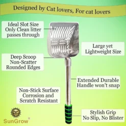 SunGrow Cat Long Handle Metal Scoop For Clumping Clay Litter & Dog Poop Picker Upper -MiniMates Shop 541606 PT2. AC SS1800 V1657659021
