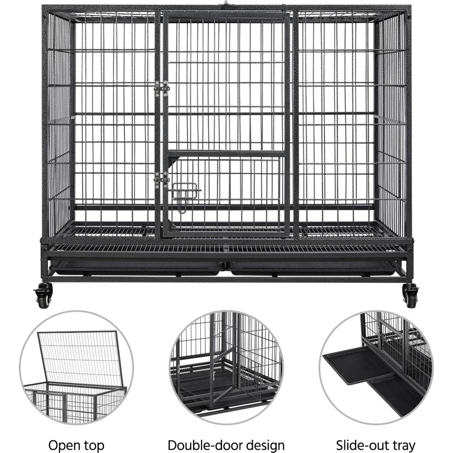 Yaheetech Wheels & Litter Pans Dog Crate, Black, 43-in 5 Yaheetech Wheels & Litter Pans Dog Crate, Black, 43-in - Image 5