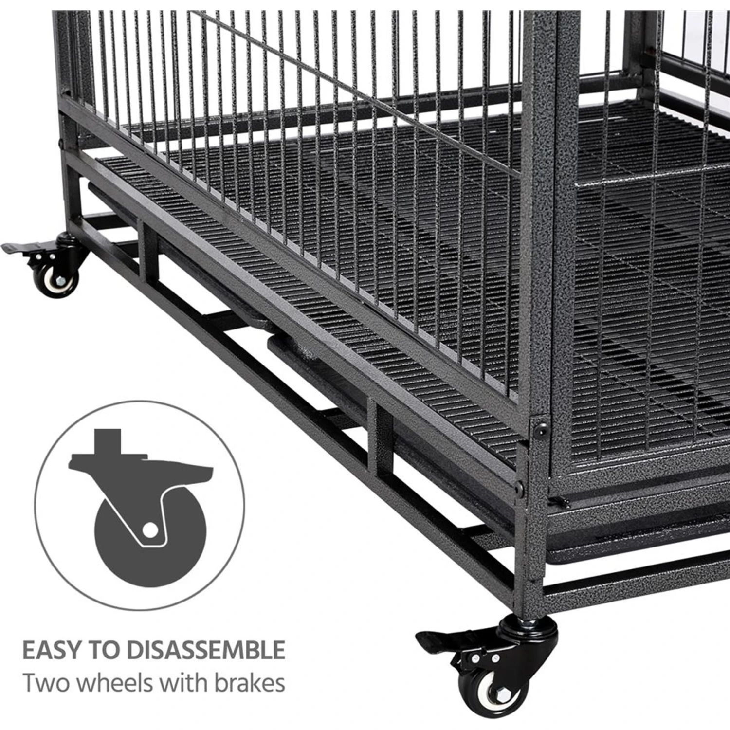 Yaheetech Wheels & Litter Pans Dog Crate, Black, 43-in 7 Yaheetech Wheels & Litter Pans Dog Crate, Black, 43-in - Image 7