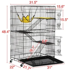 Yaheetech 4-Tier Metal Cat Cage, Black, 48.4-in -MiniMates Shop 565086 PT2. AC SS1800 V1657659686