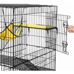 Yaheetech 4-Tier Metal Cat Cage, Black, 48.4-in -MiniMates Shop 565086 PT3. AC SS1800 V1657659687