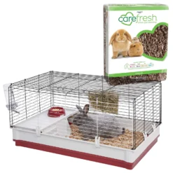 MidWest Wabbitat Deluxe Rabbit Home & Carefresh Small Animal Bedding, Natural
