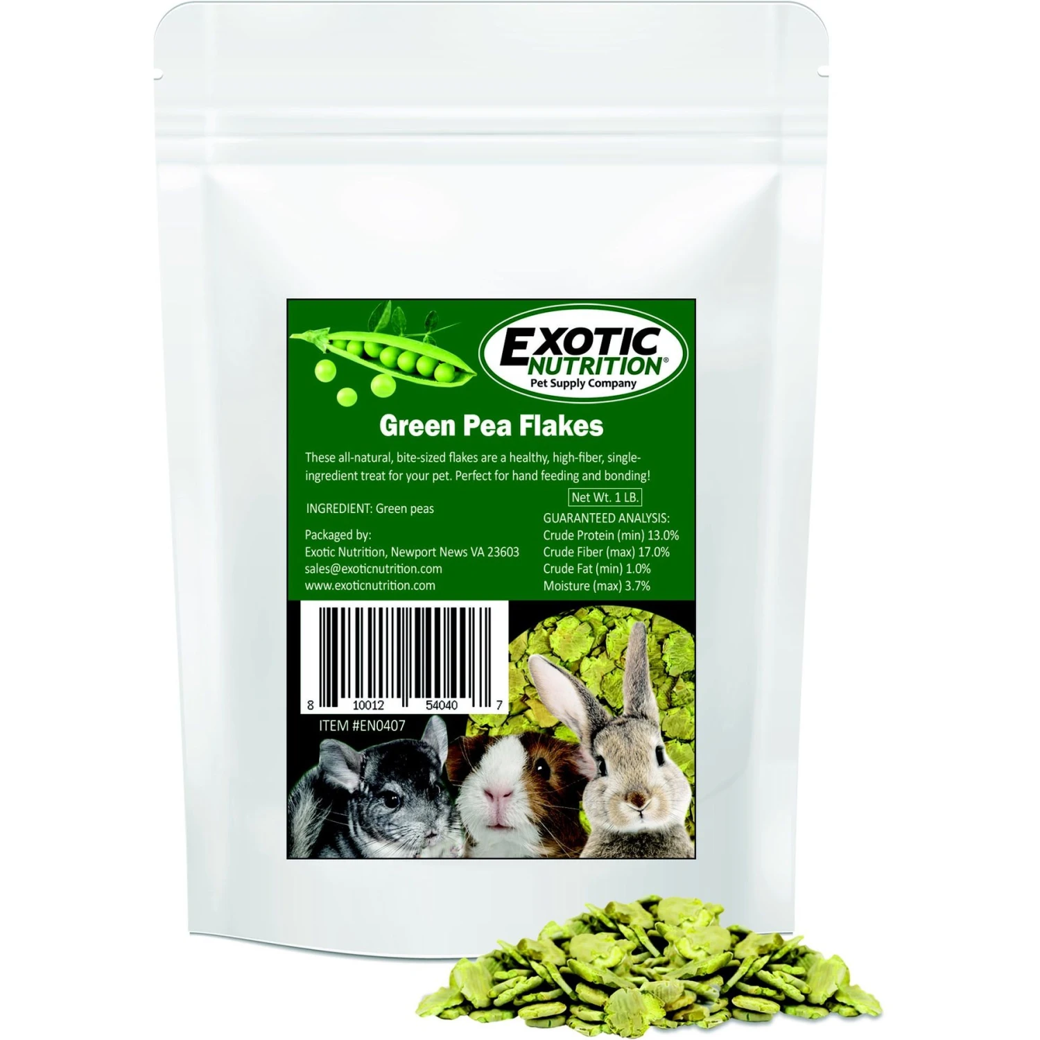 Exotic Nutrition Green Pea Flakes Small Pet Treats, 1-lb 1 Exotic Nutrition Green Pea Flakes Small Pet Treats, 1-lb