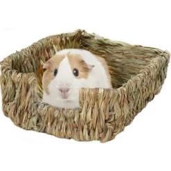 SunGrow Small-Pet Guinea Pig & Chinchilla Natural Chew Comfy Sleeping Basket Grass Bed